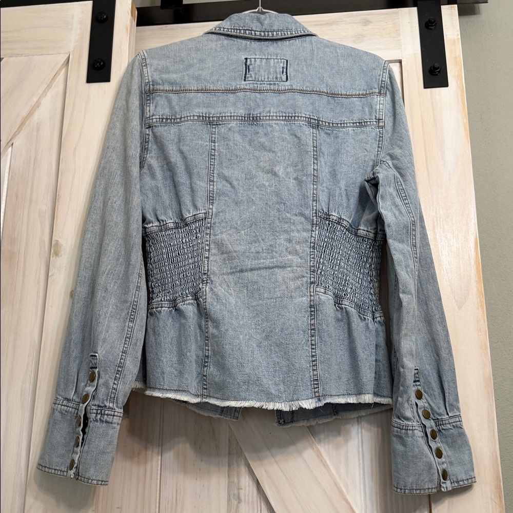We The Free shirt jacket L copper zip & snap on sleeve buttons. ruched waist - Picture 4 of 9